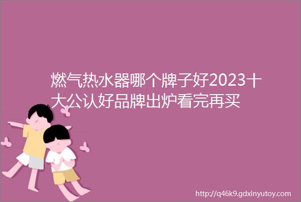 燃气热水器哪个牌子好2023十大公认好品牌出炉看完再买